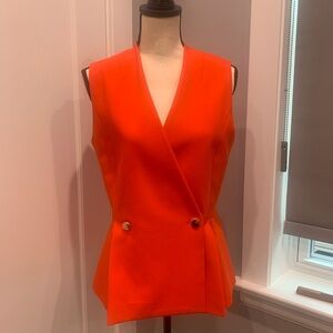 Vibrant Orange Sleeveless Blazer